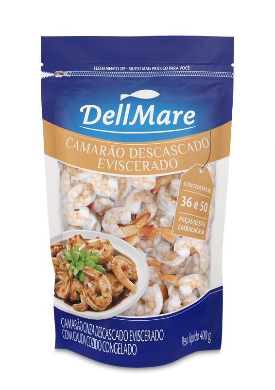 DellMare camarão cinza 36/40 cozido sem cabeça congelado