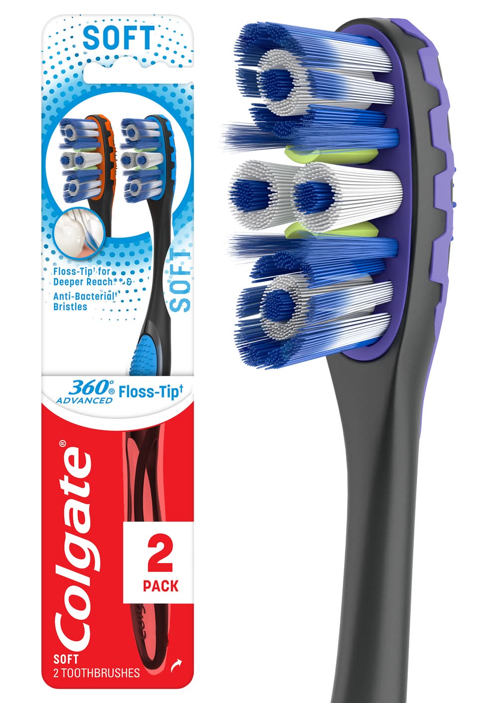 Colgate 360° Advanced Soft Tooth Brush (3.2 oz, 2 ct)