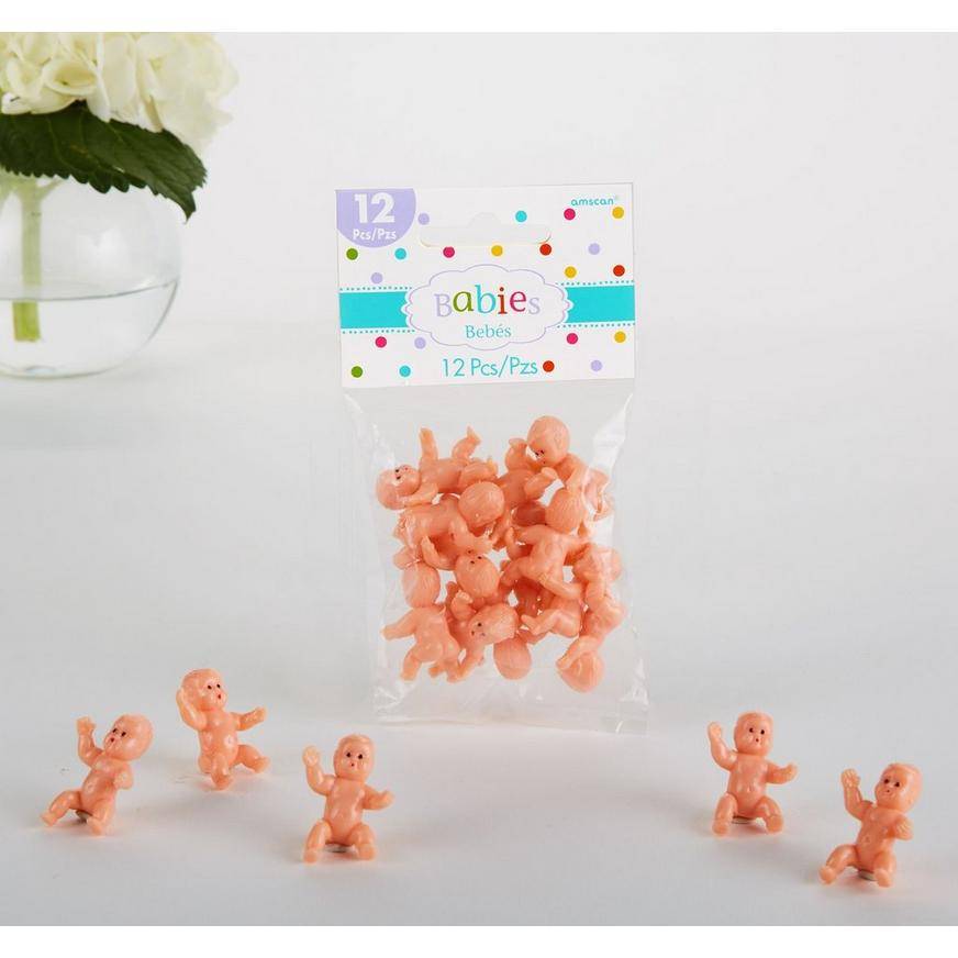 Mini Plastic Babies Baby Shower Favor Charms 12ct