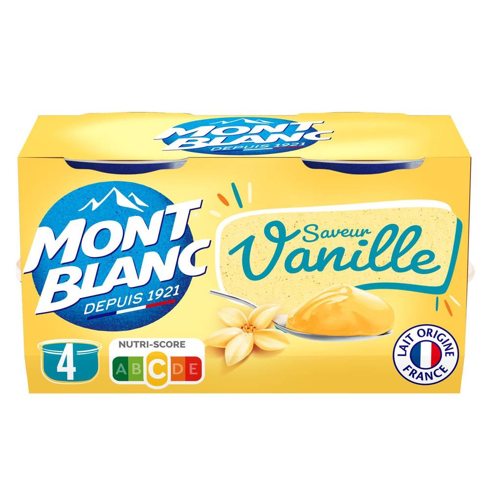 Mont Blanc - Crème dessert à la vanille (4 pièces)