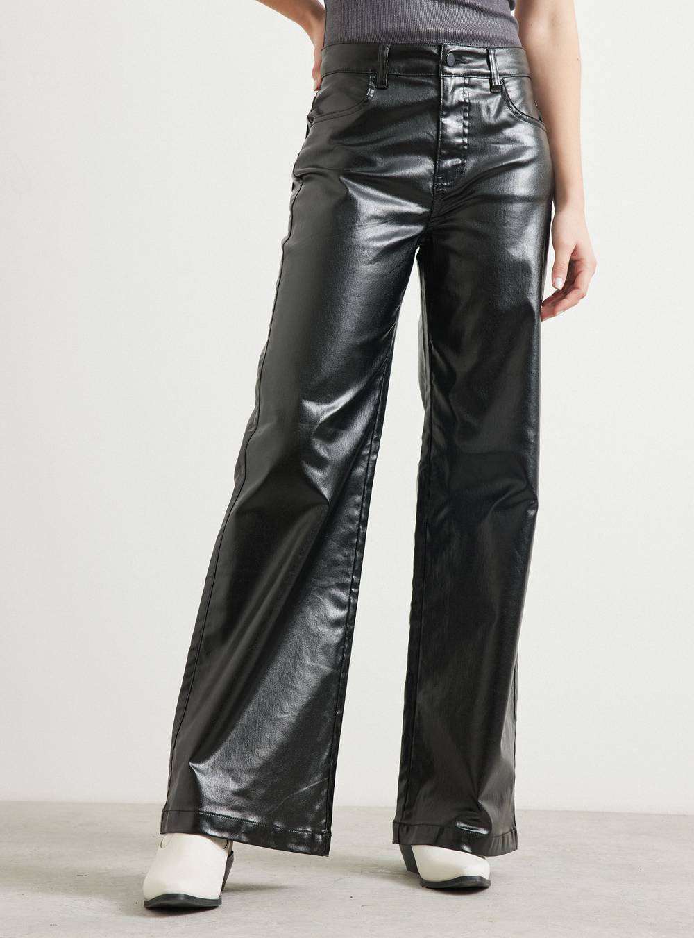 Alaniz jeans tela color plata metalizada carbón 't 46