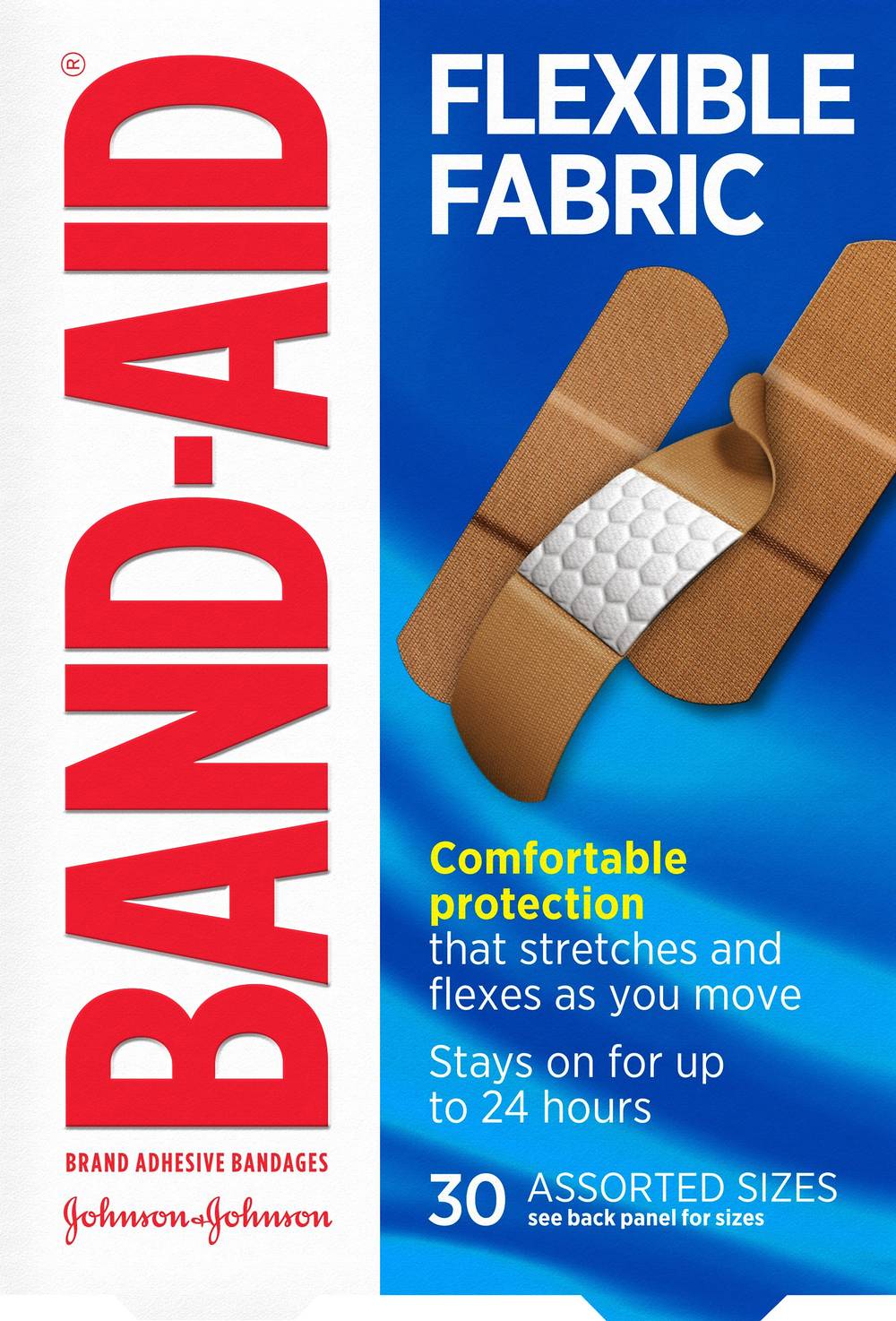 Band-Aid Flexible Fabric Adhesive Bandages, Assorted (30 ct)