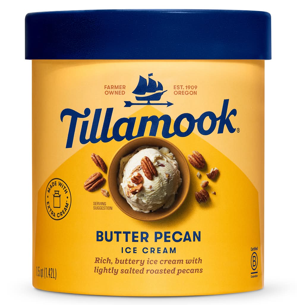 Tillamook Original Ice Cream, Butter Pecan (1.42 L)