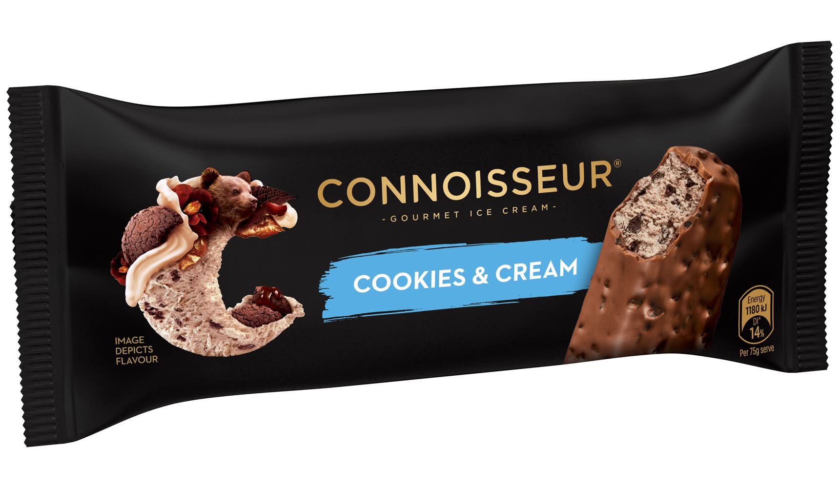Connoisseur Gourmet Ice Cream Bar, Cookies & Cream (114mL)
