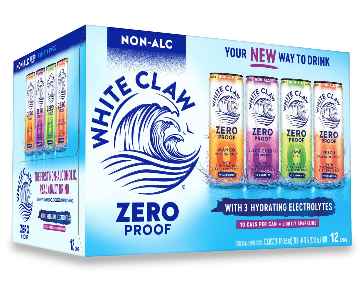 White Claw Zero Proof Non Alcohol Sparkling Water (12 x 12 fl oz)