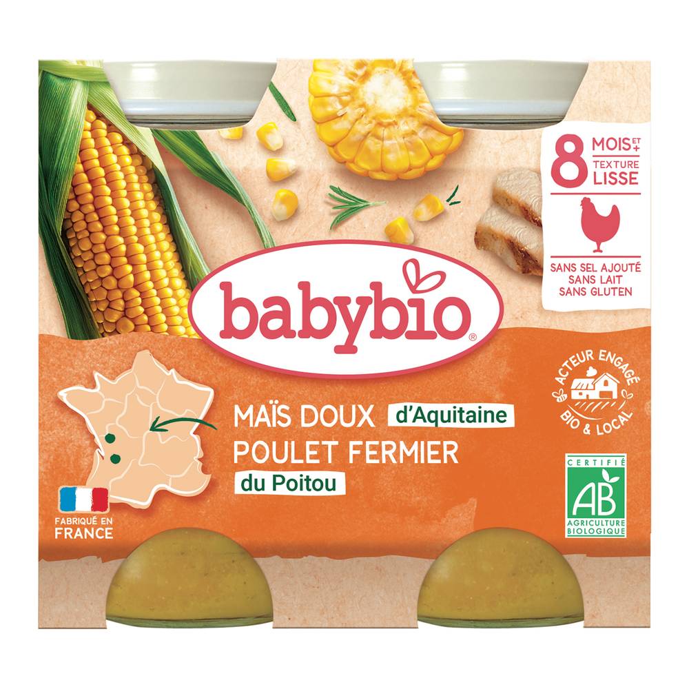 Babybio - Purée de légumes et viande de poulet bio pour bébés (400g)