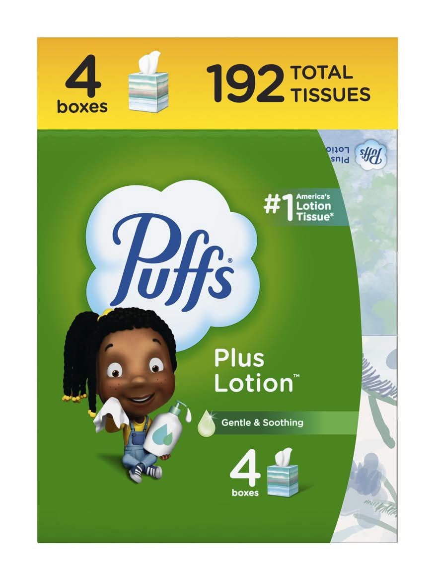 Puffs Plus Lotion Facial Tissue 48 Tissues Per Box 4 Ct
