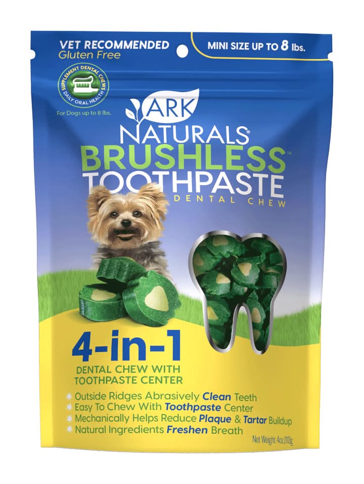 Ark Naturals Brushless ToothPaste Dog Dental Chew Treat (Mini (Up to 8 lbs) - 4 oz)