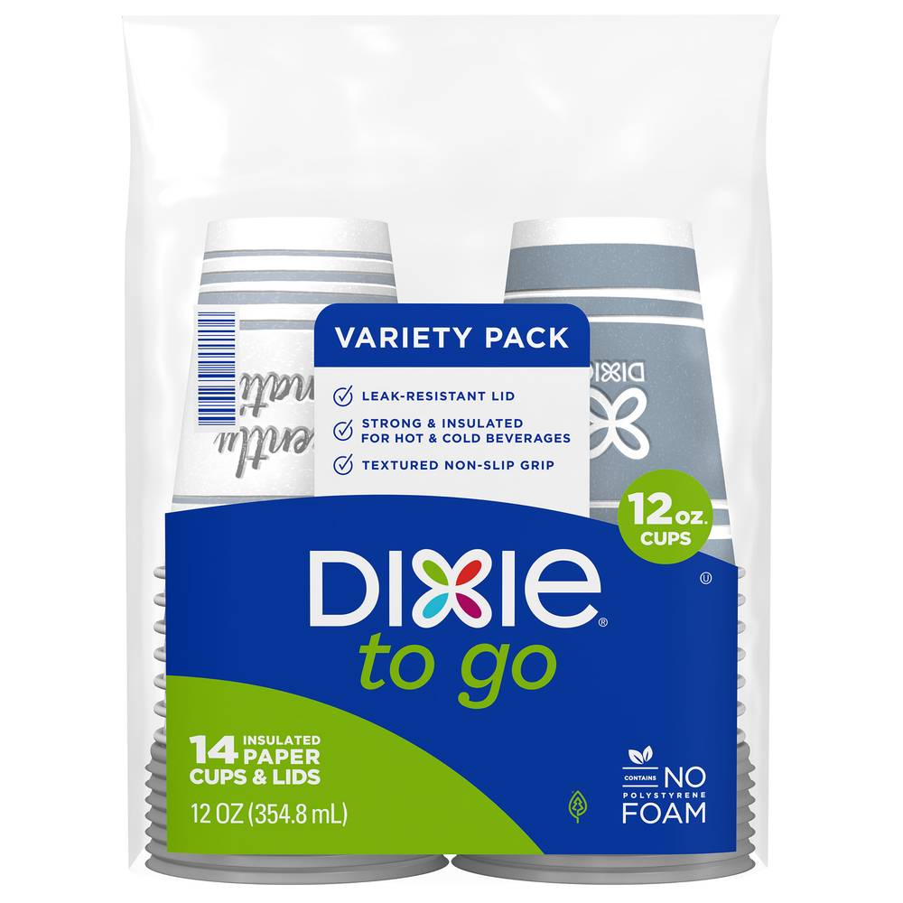 Dixie Insulated Paper Cups & Lids Variety pack (14 ct)