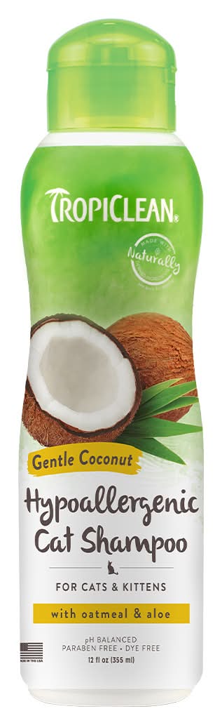 Tropiclean Hypoallergenic Cat & Kitten Shampoo, Gentle Coconut (12 fl oz)