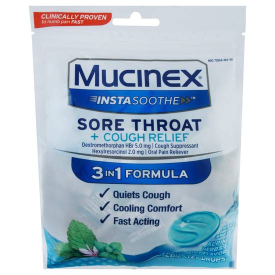 Mucinex Insta Soothe Mint Sore Throat + Cough Relief (40 ct)
