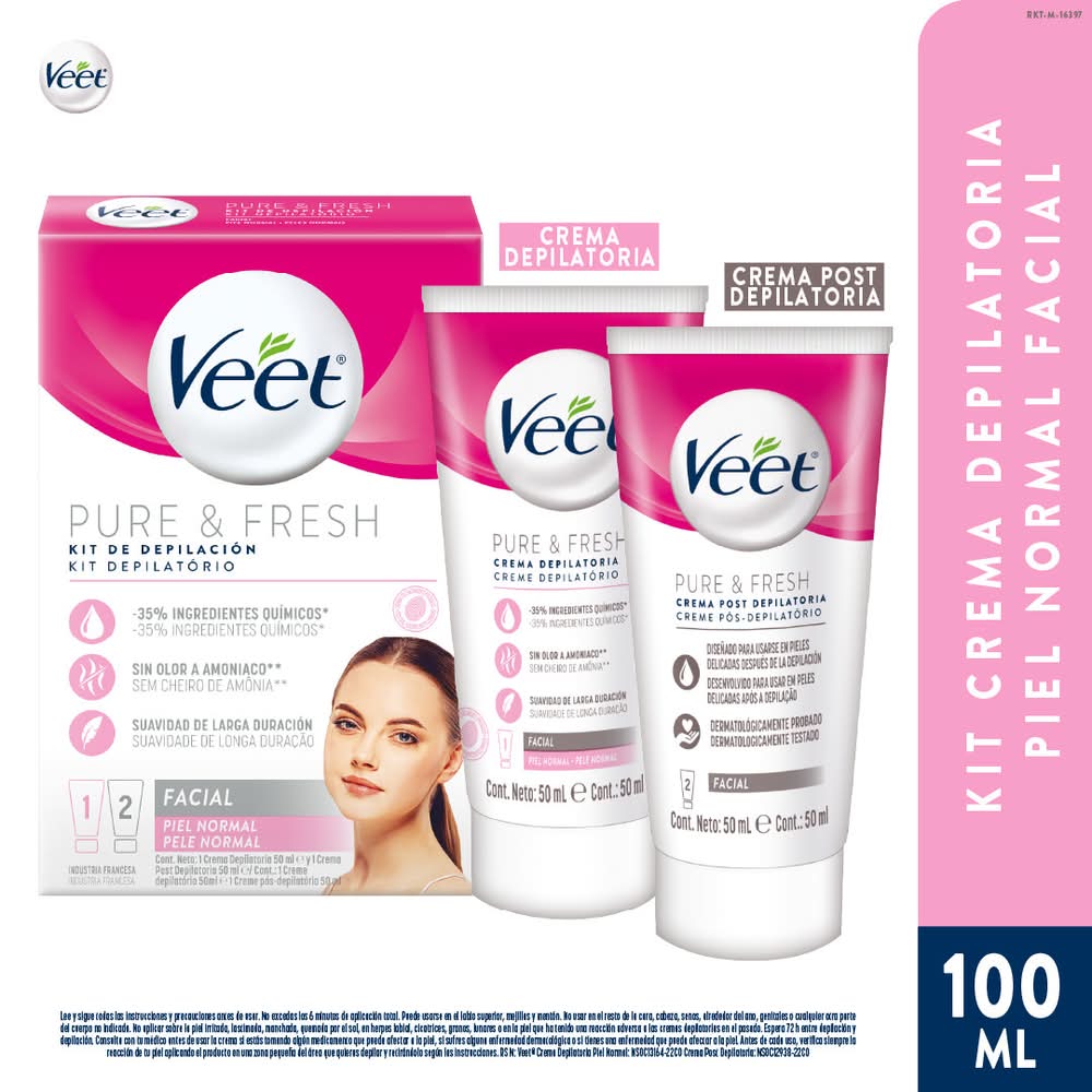 Veet Crema Depilatoria Kit Facial Piel Normal 2x50ml