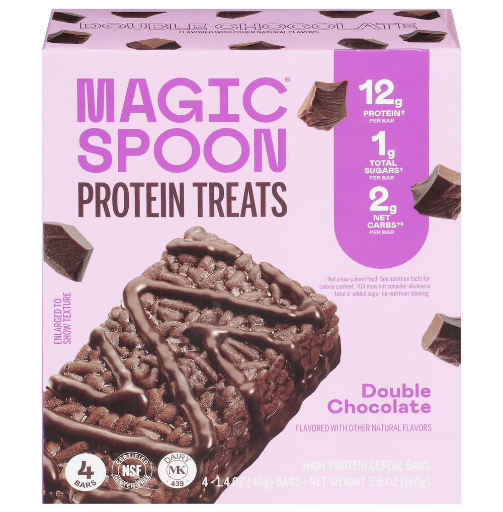 Magic Spoon Protein Treats Cereal Bars, Double Chocolate (1.4 oz, 4 ct)