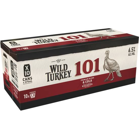 Wild Turkey & Cola 101 Can 375mL  X 10 Pack