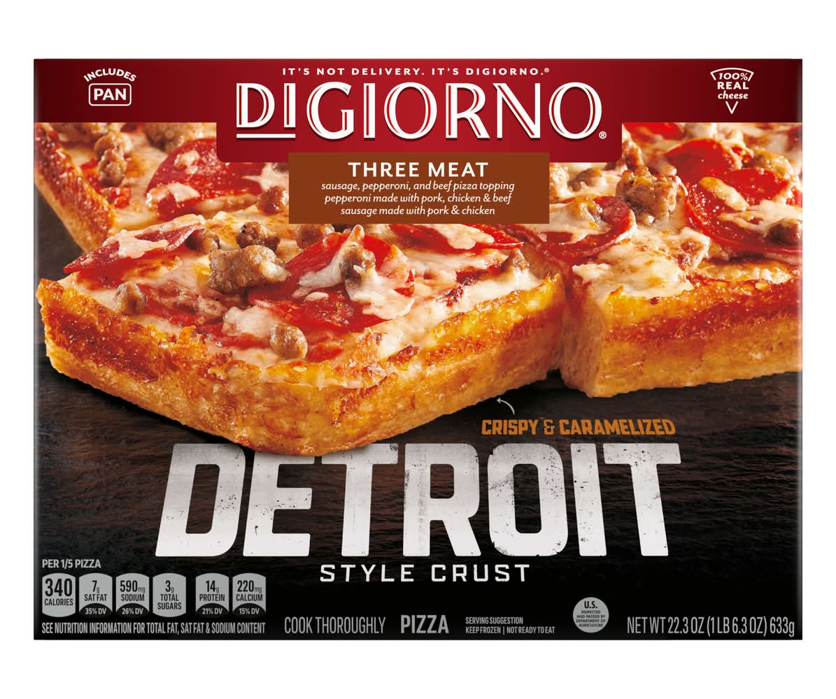 DiGiorno Crispy & Caramelized Detroit Style Crust Pizza, Three Meat (22.3 oz)