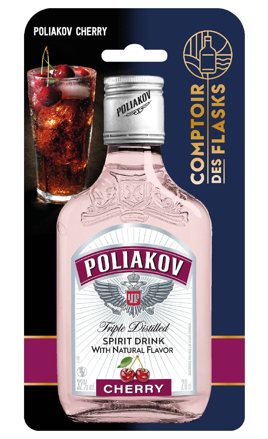 Poliakov - Vodka aromatisée triple distillée, cerise (200ml)