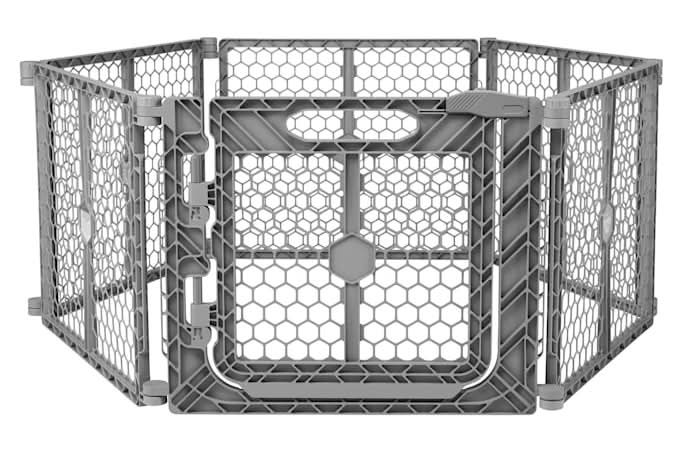 EveryYay In The Zone Convertible Plastic Walk Through Pet Gate & Play Pen, 192" L X 1" W X 26" H