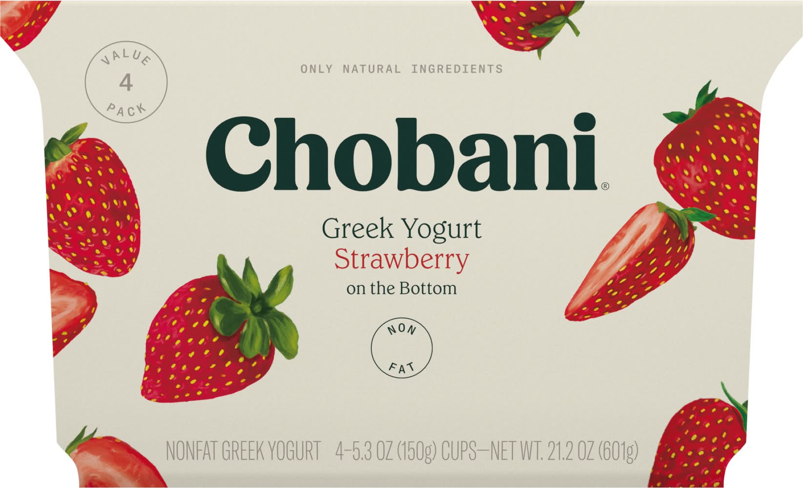 Chobani Nonfat Greek Yogurt Value pack, Strawberry (5.3 oz, 4 ct)