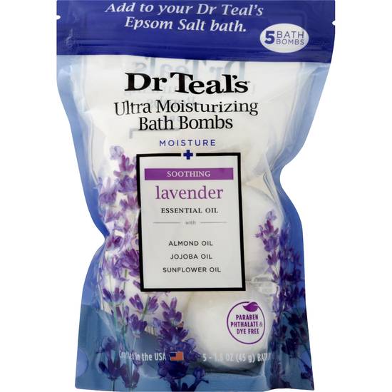 Dr Teals Moisture + Soothing Lavender Bath Bombs (5 ct)