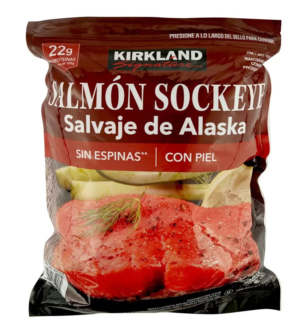 Kirkland Signature · Salmón sockeye salvaje de alaska sin espinas congelado (1,36 kg)