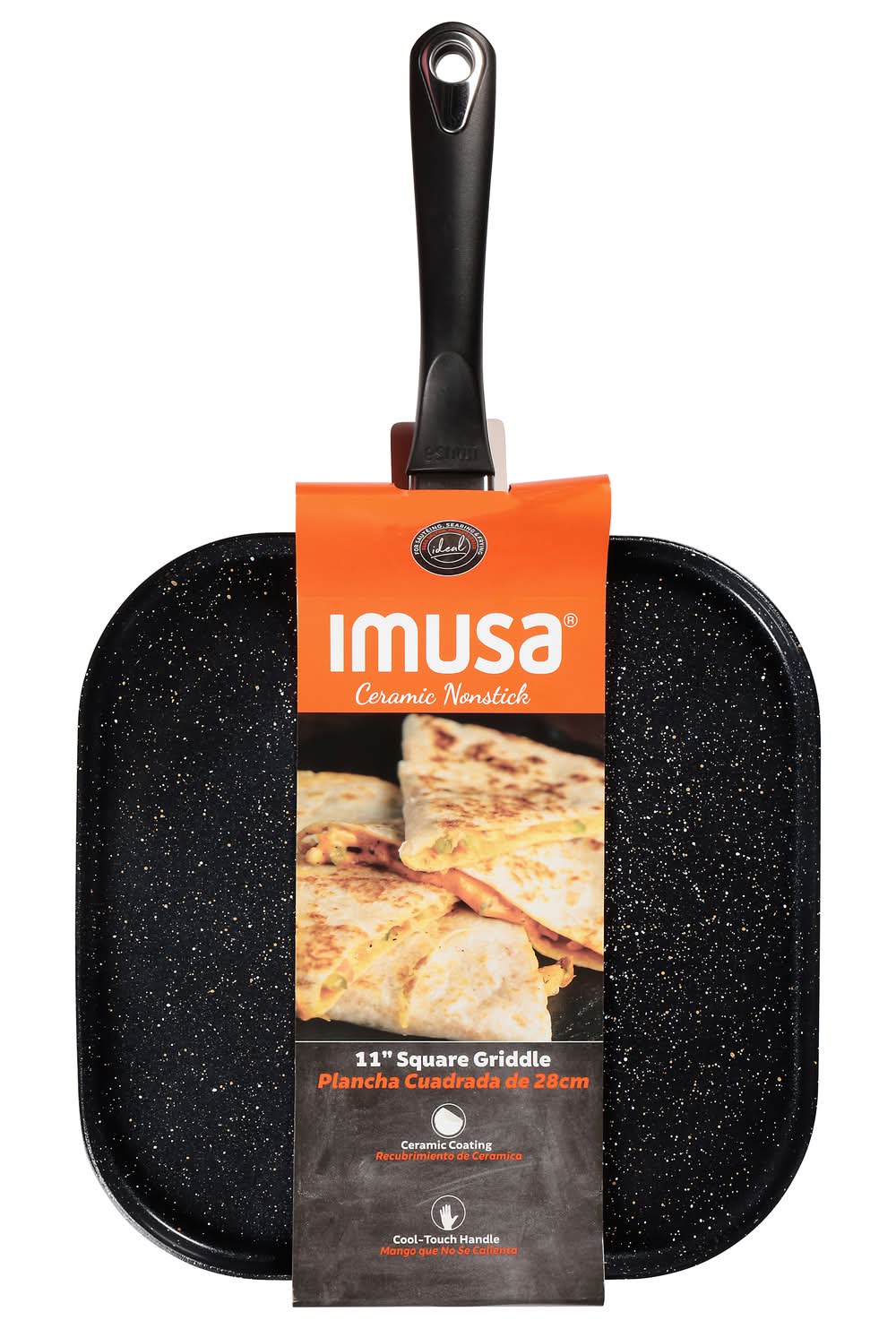 Imusa Ceramic Bistro Square Griddle, 11", Black