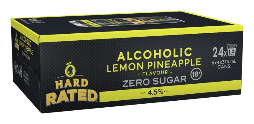 Hard Rated Zero Sugar Lemon Pineapple Cans 24x375ml