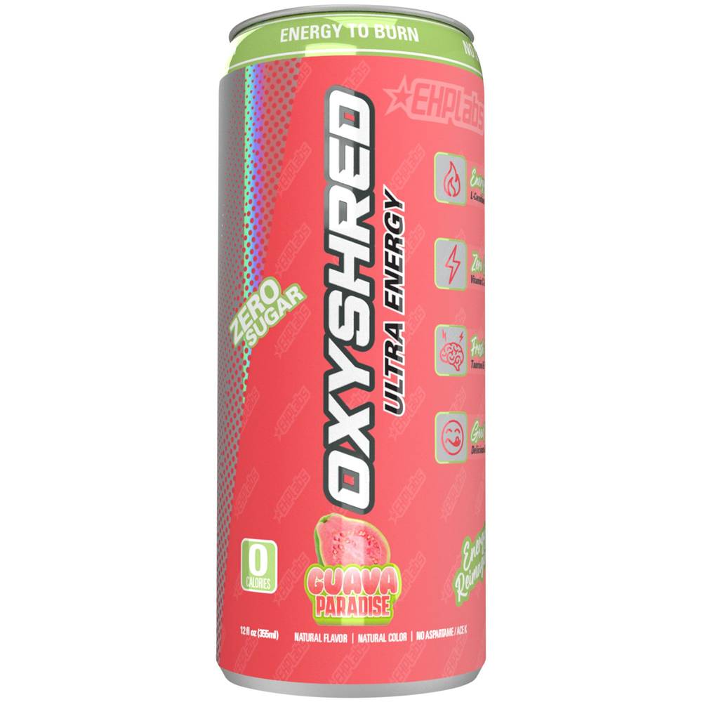 Oxyshred Energy Drink With L-Carnitine - Guava Paradise (12 Drinks, 12 Fl Oz. Each)