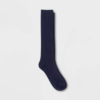 Tagless Recycled Polyester Blend Solid Knee High Socks, Women, 4-10, Navy Blue