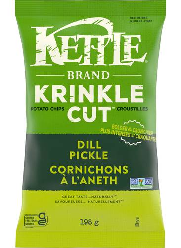 Kettle brand krinkle cut croustilles de sel marin (cornichon à laneth) - kettle brand krinkle cut potato chips, dill pickle (198 g)
