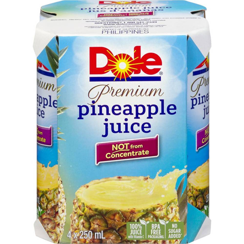 Dole Premium Pineapple Juice (4 x 250 ml)