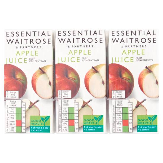 Waitrose Essential Pure Apple Juice (6 pack, 200 ml)