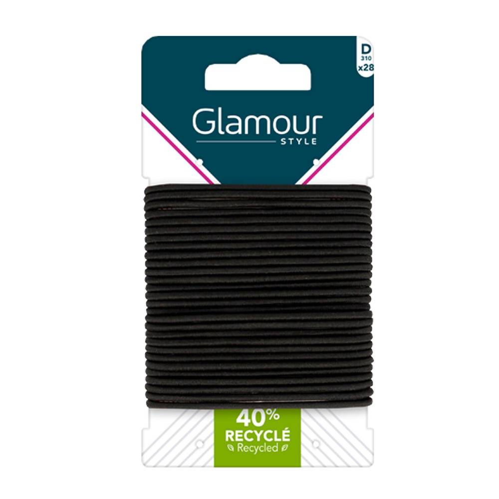 Glamour Style - Élastiques fins à cheveux (28 unités) (noir)