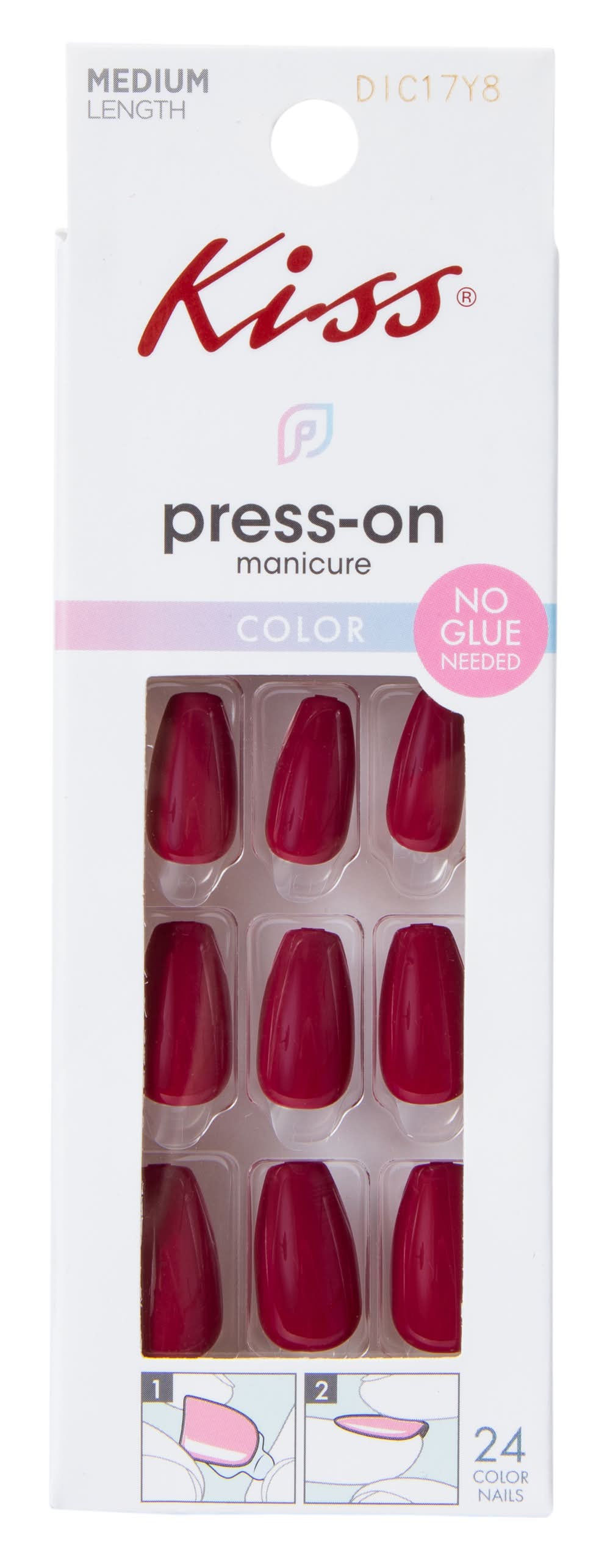 Kiss® Manicure Press-On Nails Dark Red