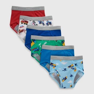 Hanes Toddler Boys' Training Briefs, 2T-3T, Multi (6 ct)