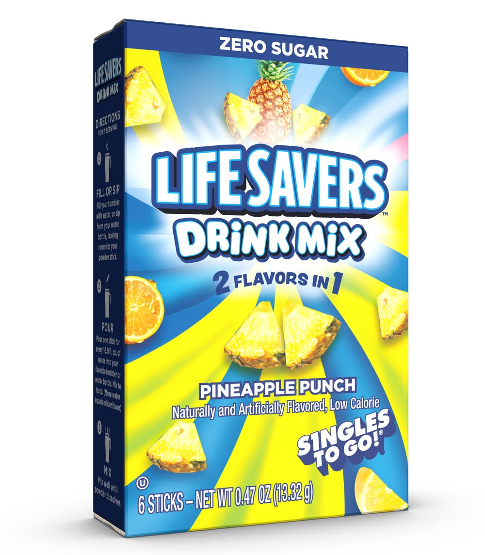 Life Savers Powdered Drink Mix Sticks, Pineapple Punch (0.47 oz, 6 ct)