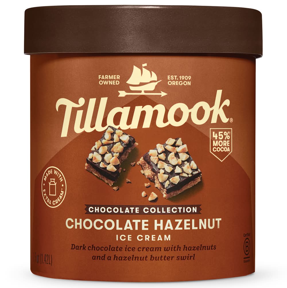 Tillamook Hazelnut Ice Cream, Dark Chocolate (48 oz)