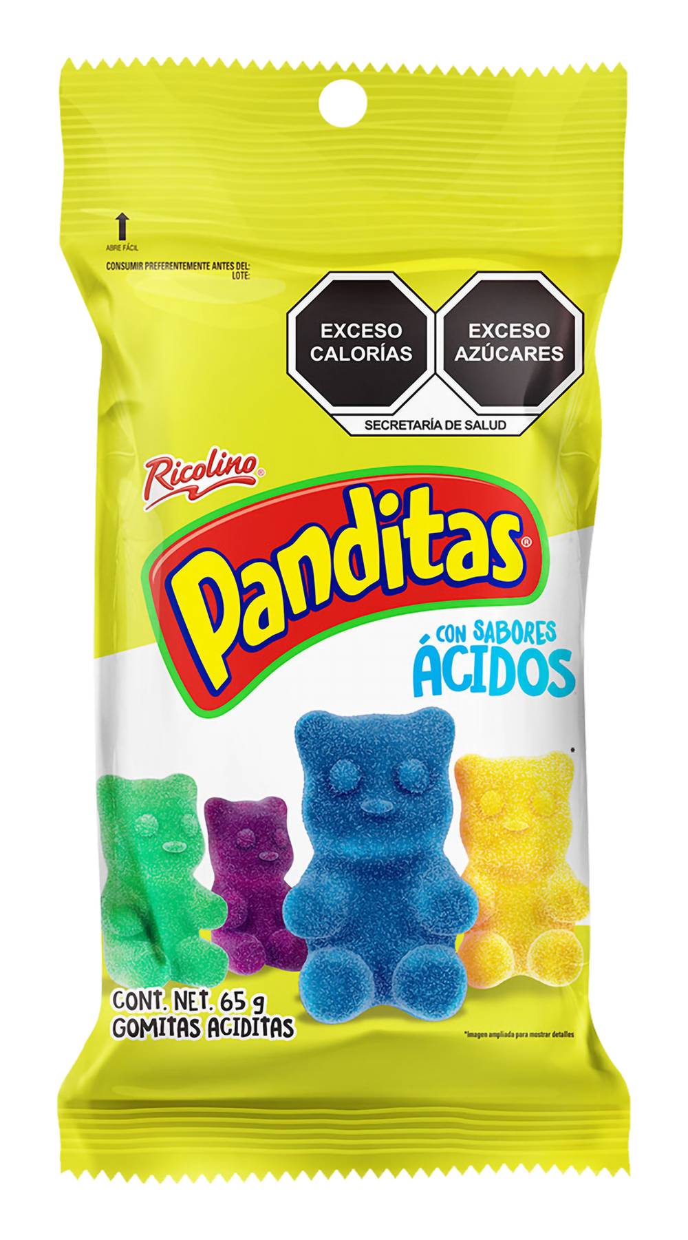 Ricolino · Panditas gomitas ácidas, surtido (65 g)