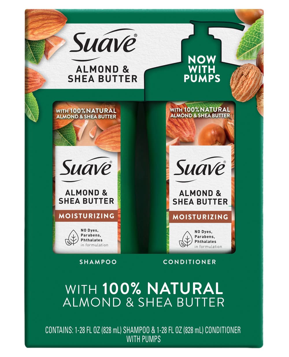 Suave Professionals Almond + Shea Moisturizing Shampoo and Conditioner - 56 fl oz/2pc: Paraben-Free, For All Hair Types