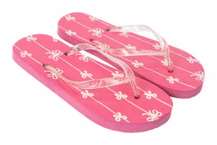 Juniors Printed Flip Flops Large Pink Bows