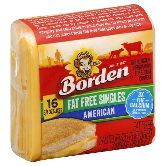 Borden Fat Free American Cheese Singles Slices (16 ct)