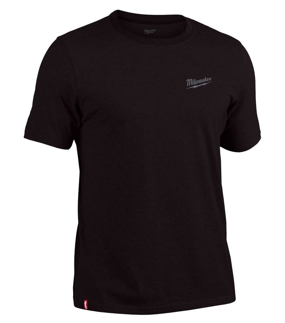 Milwaukee Xxl Short Sleeve Men'S Crew Neck Black Hybrid Work Tee Shirt