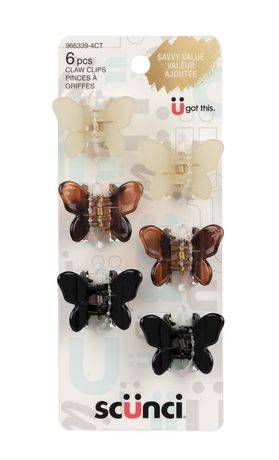 Scunci 6Pk Butterfly Claw Clips