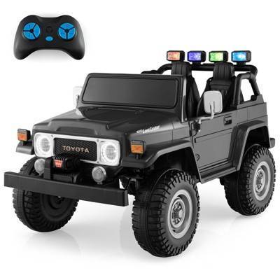 Costway 2 Seater Ride On Truck Car 12V Licensed Toyota FJ40 RC w/ Laser Light & Music Black