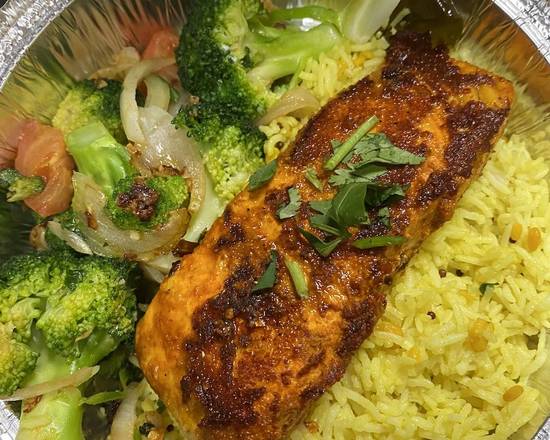 Grilled Salmon with Lemon Rice