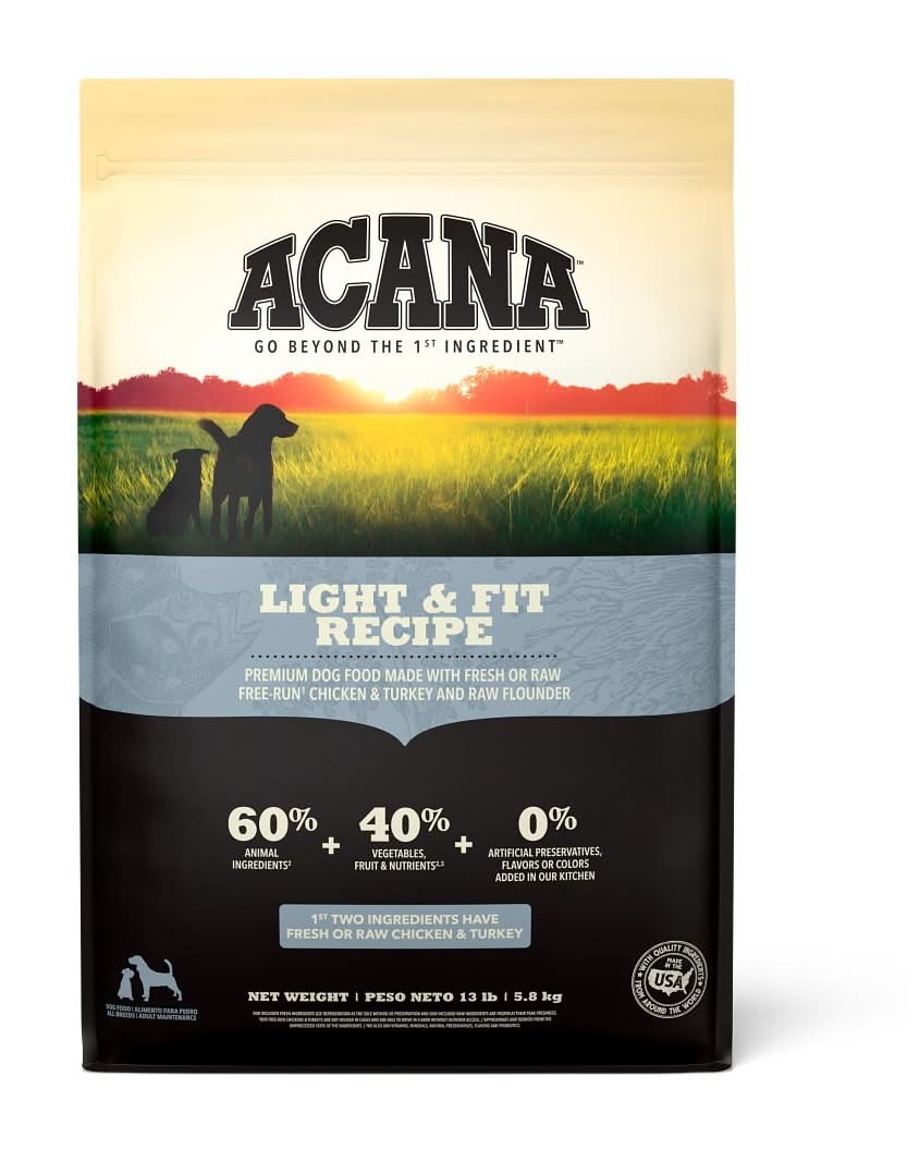 ACANA LIGHT & FIT ALIMENTO NATURAL CONTROL DE PESO PARA PERRO RECETA POLLO, PAVO Y PESCADO, 5.8 KG
