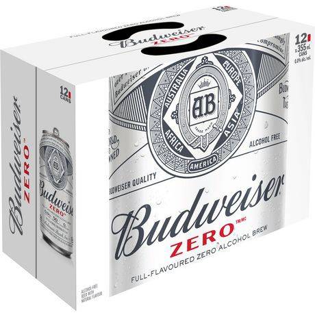 Budweiser zero budweiser zero bire sans alcool (12x355ml) - non-alcoholic beer cans (12x355ml)