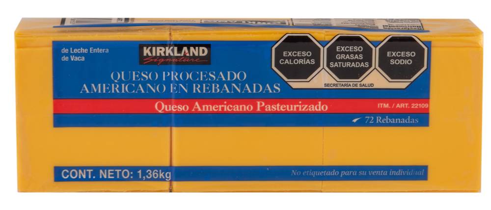 Kirkland Signature · Queso americano en rebanadas (72 un)