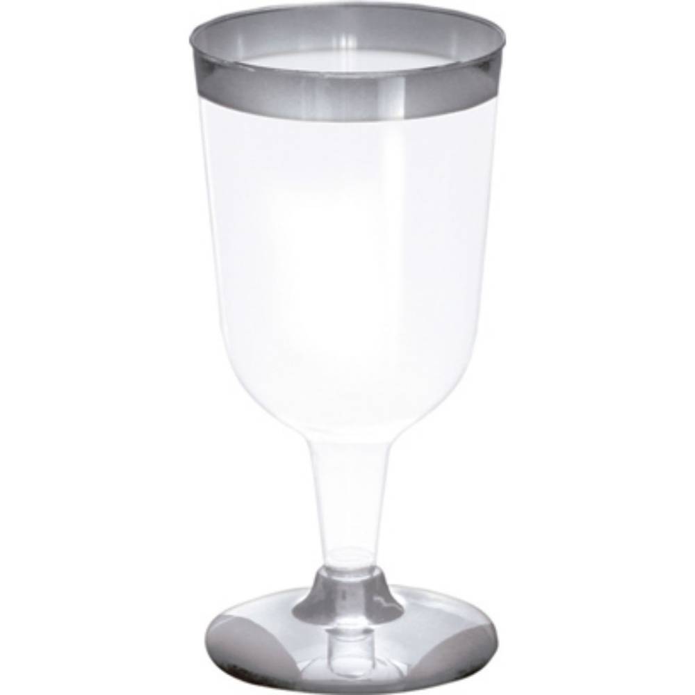 Silver plastic taça de vinho descartável de luxo (1 unidade)
