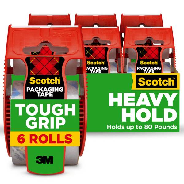 Scotch Tough Grip Moving Packing Tape With Dispensers (6 ct)