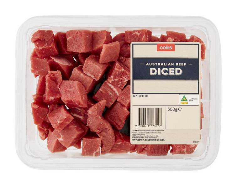 Coles Diced Australian Beef (500g)